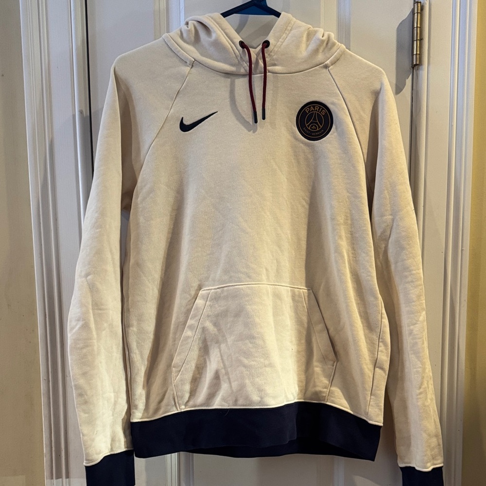 Cream Nike Hoodie with Paris St. Germain football logo